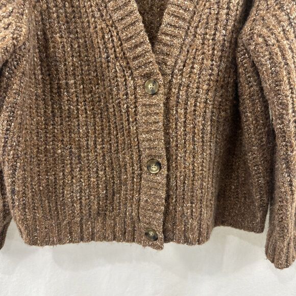 Lucky Brand Brown Oversized Chunky Knit Shaker Cardigan Womens Size XL Fall - Picture 5 of 10